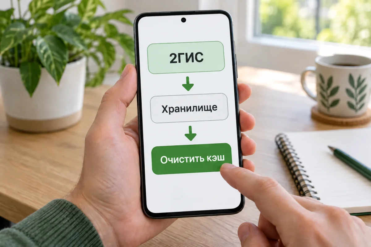Схема пути от 2ГИС к очистке временного кэша