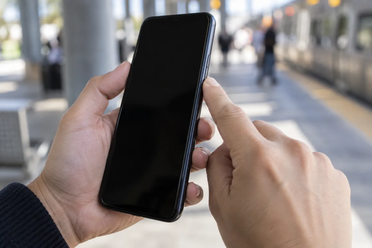 Нажатие физической кнопки питания Android-смартфона перед перезапуском