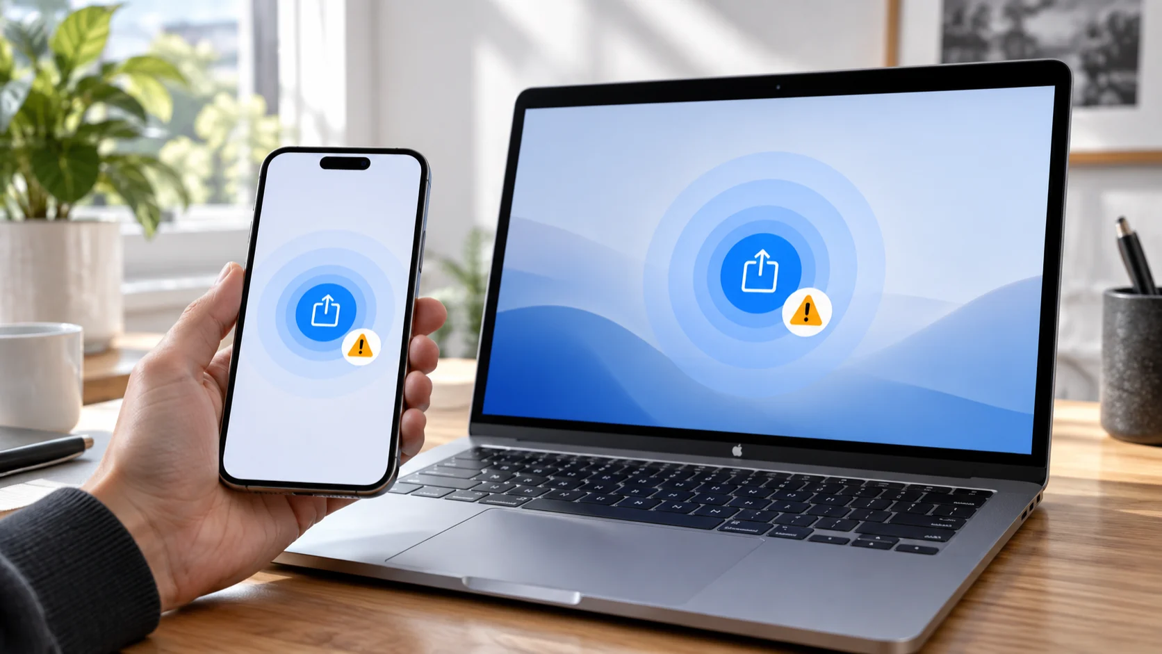 Проверка AirDrop между iPhone и Mac на одном столе