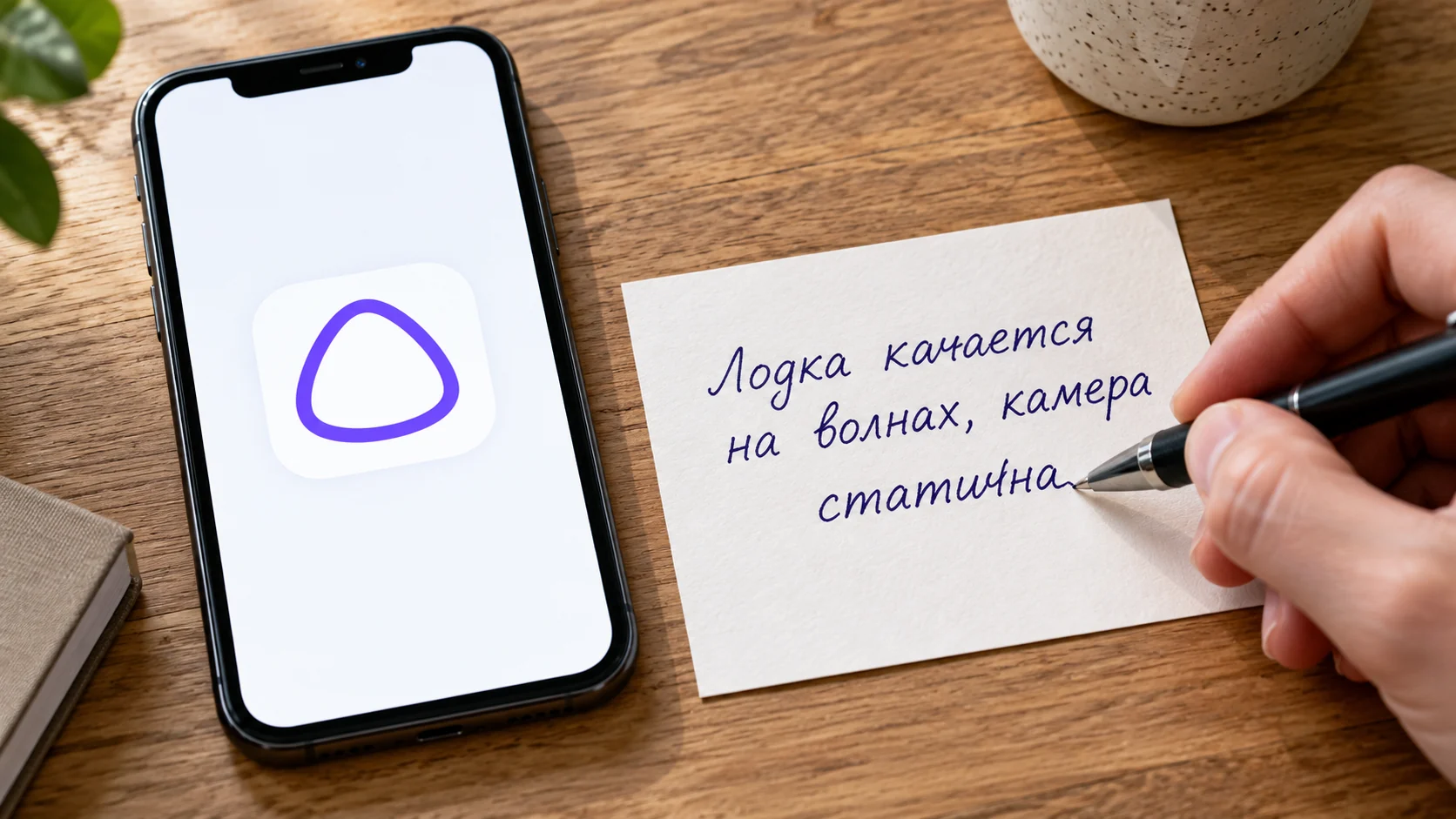 Пример русского описания движения рядом со знаком Алисы AI