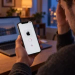 Пользователь проверяет сбой входа в Аккаунт Apple на iPhone