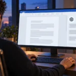 ChatGPT в боковой панели редактора Microsoft Word на большом мониторе