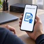 Схематичное обозначение сертификата на Android-телефоне с официальным адресом Госуслуг