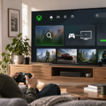 Игрок изучает новые функции Xbox Insider на экране телевизора