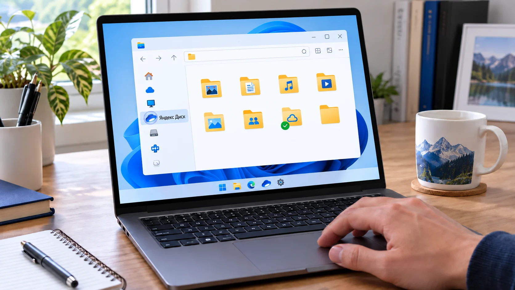Проводник Windows с условным значком Яндекс Диска
