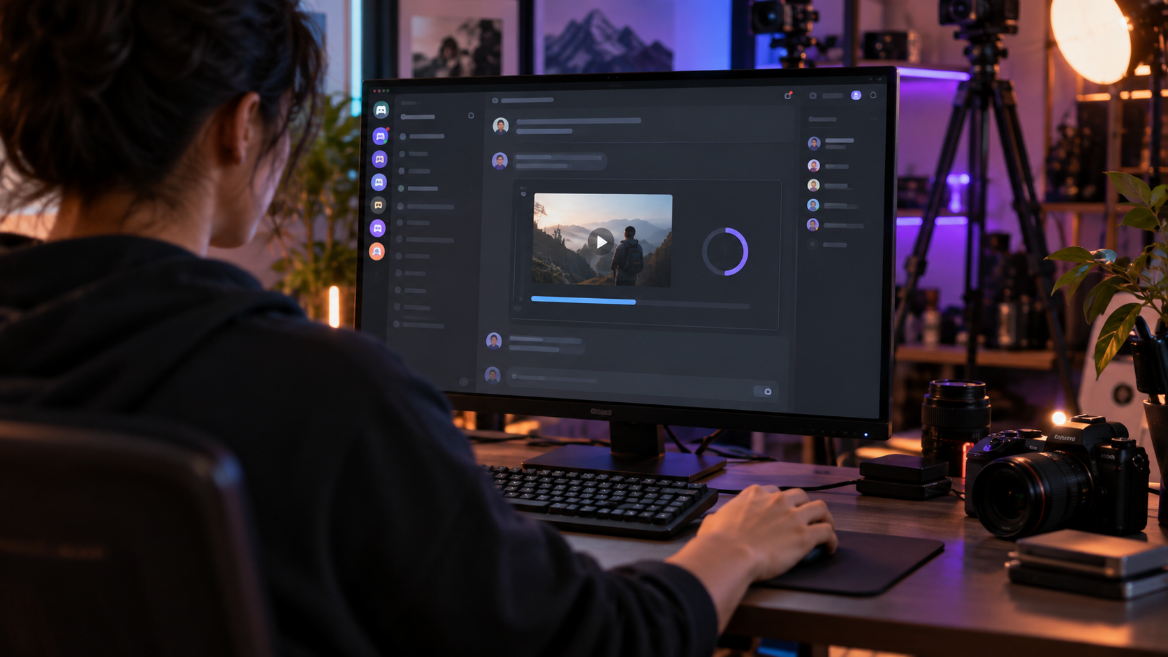 Автор отправляет видеофайл через настольный чат Discord