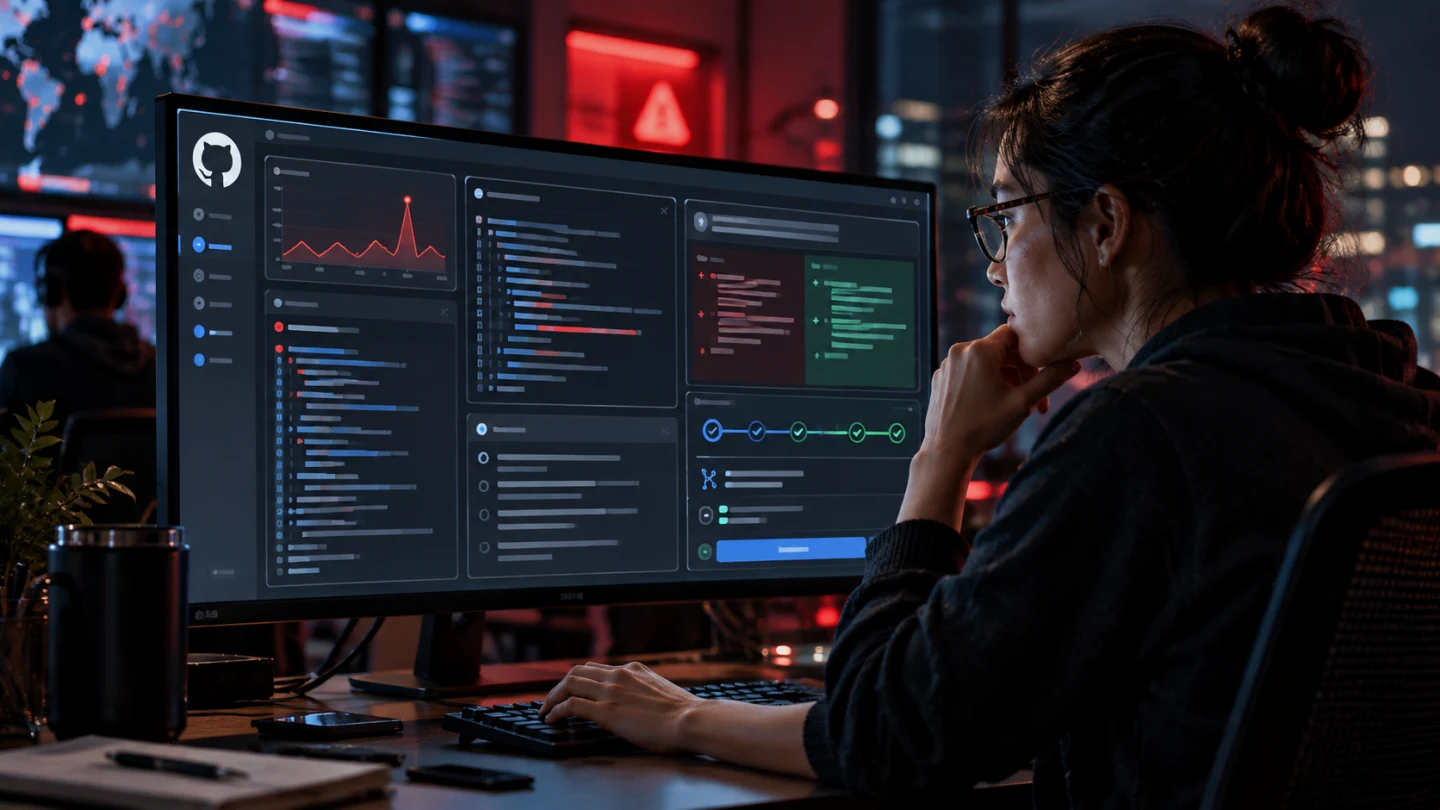Разработчик исследует производственный сбой в рабочем пространстве GitHub Copilot