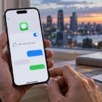 Пользователь проверяет ожидание активации iMessage и SIM-карту на iPhone