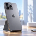 iPhone на подставке рядом с роутером и кабелем перед обновлением iOS 27