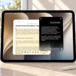 iPad с интерфейсом iPadOS 27 в светлой архитектурной студии