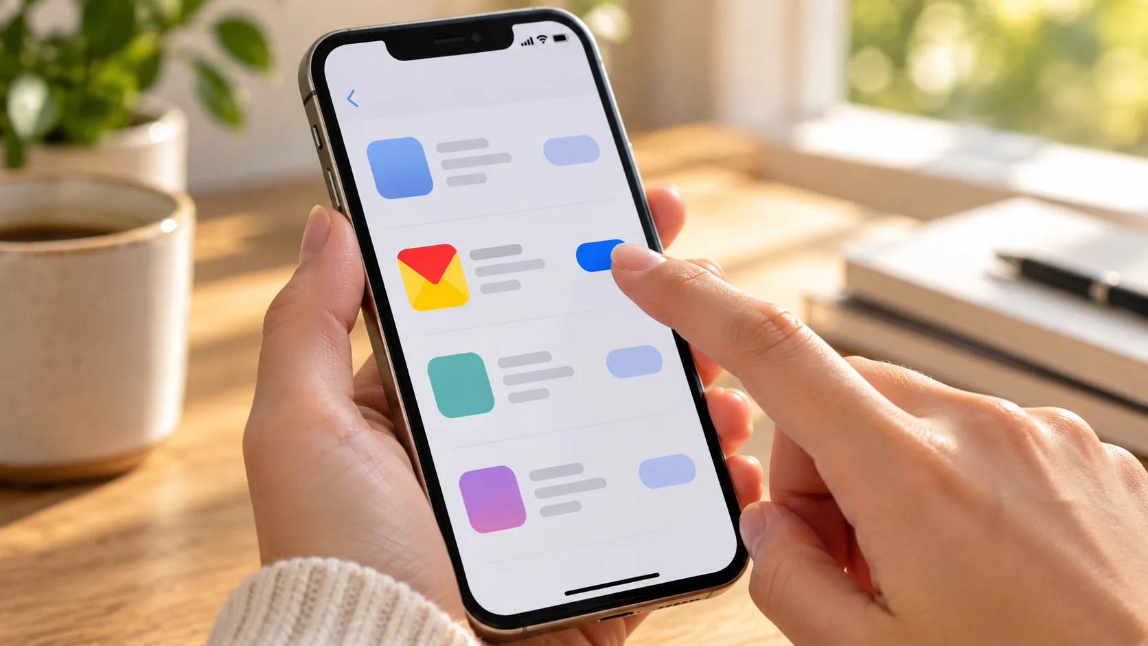 Схематичный список обновлений с Яндекс Почтой на iPhone