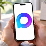 Смартфон с логотипом MAX на чистом экране в руках владельца