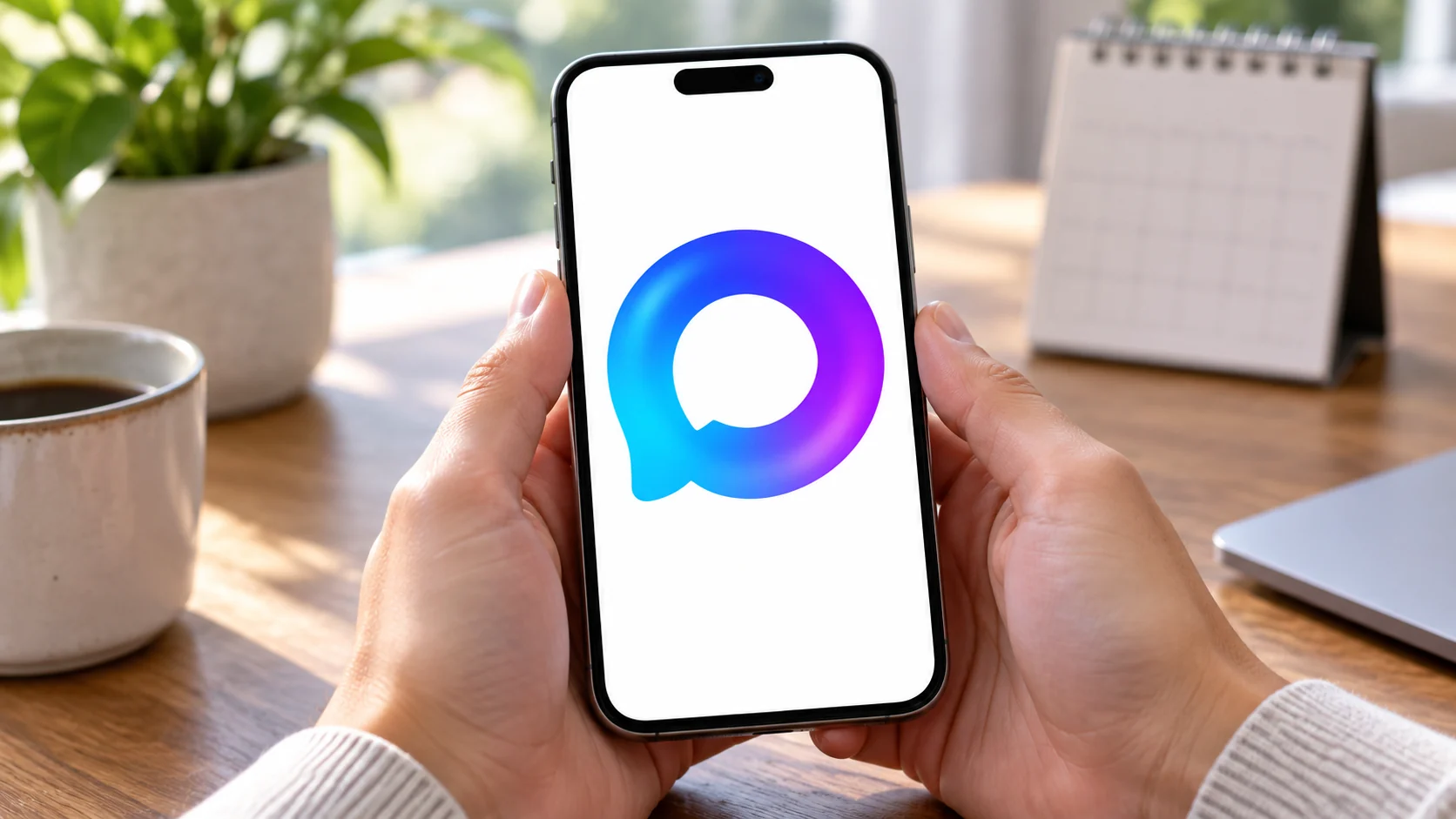 Смартфон с логотипом MAX на чистом экране в руках владельца