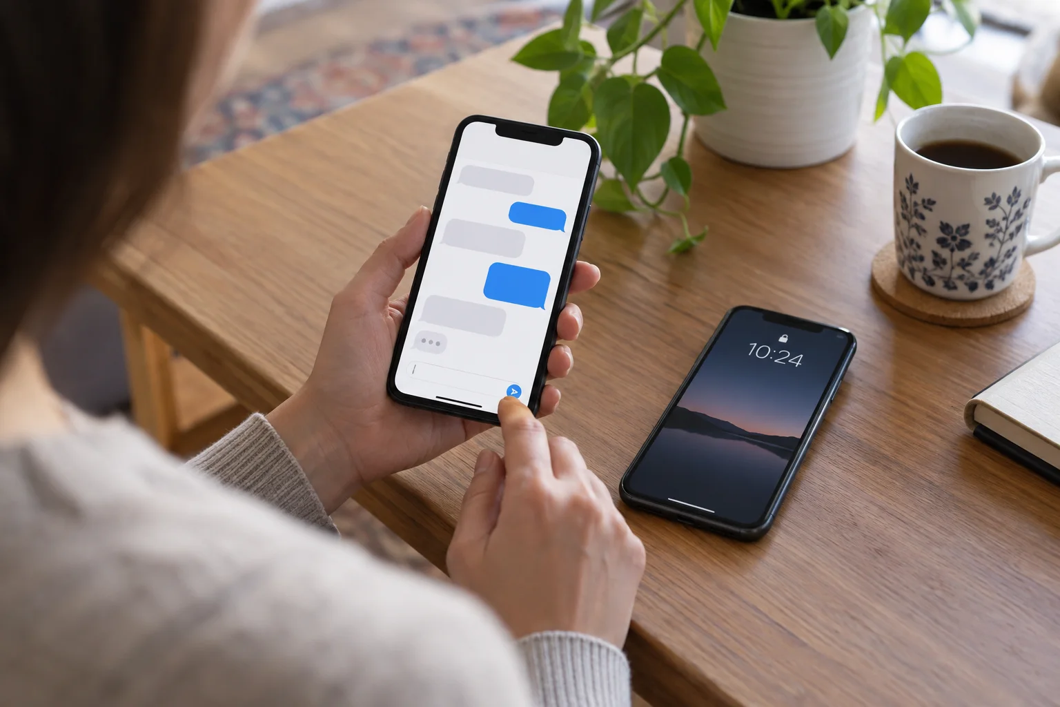 Два телефона используют для проверки доставки тестового сообщения в MAX