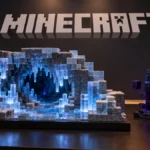 Физическая выставочная диорама ледяной пещеры под знаком Minecraft