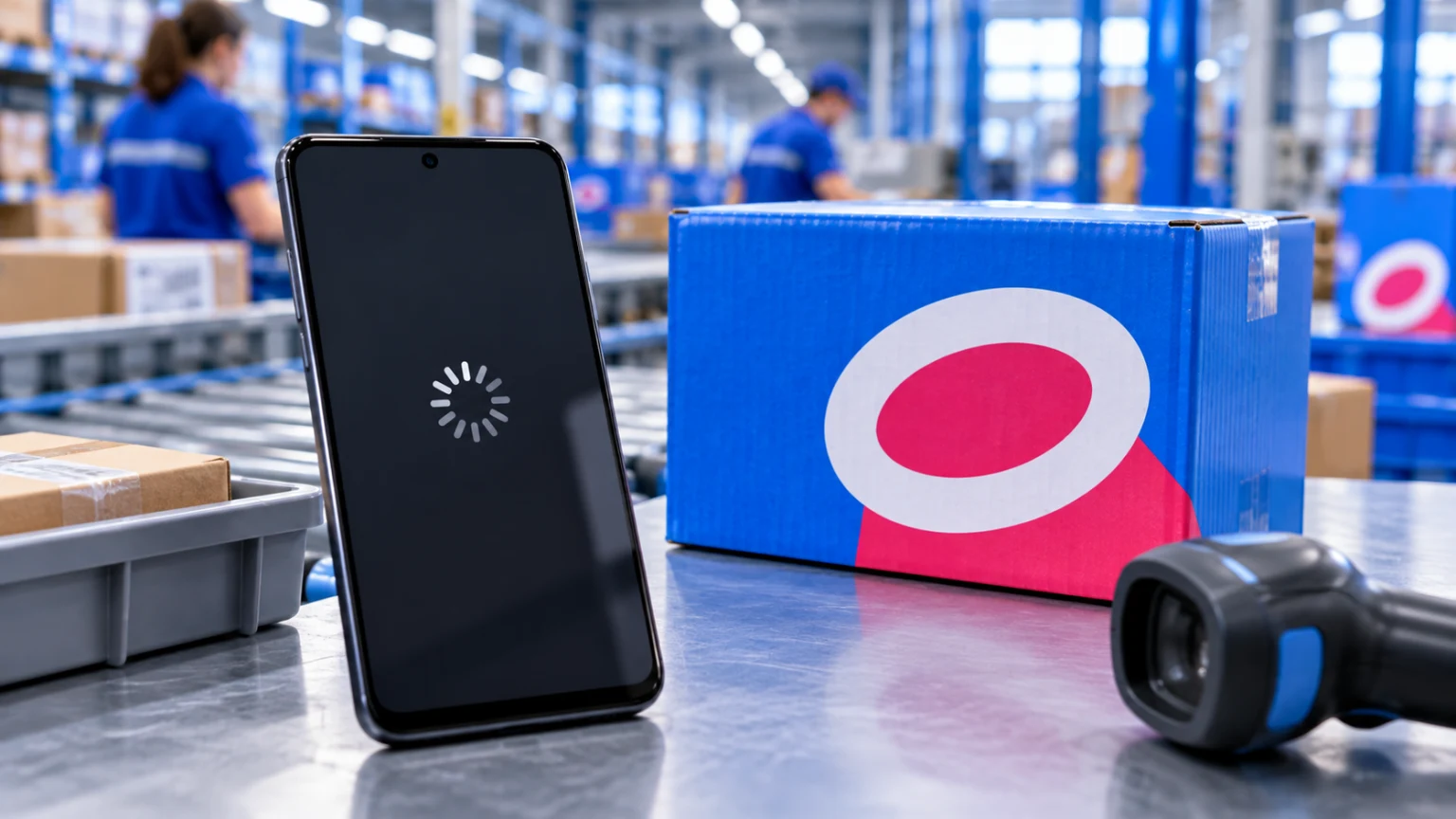 Смартфон Android и посылка Ozon с официальным знаком сервиса