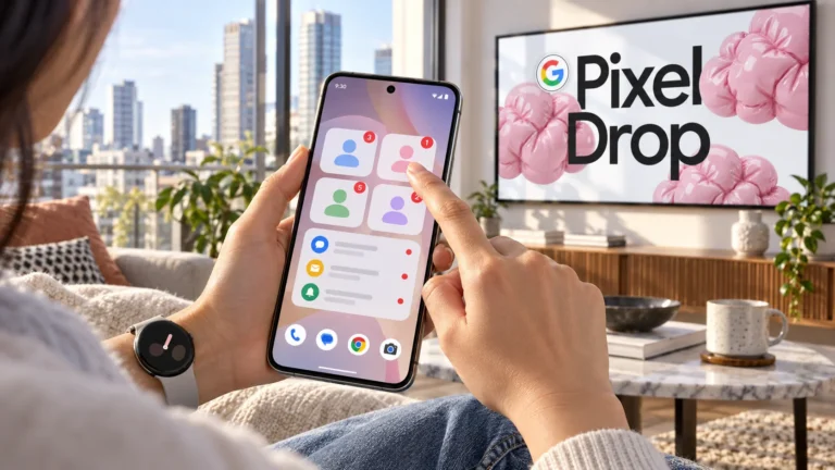 Пользователь проверяет VIP-виджеты на телефоне во время сентябрьского Pixel Drop