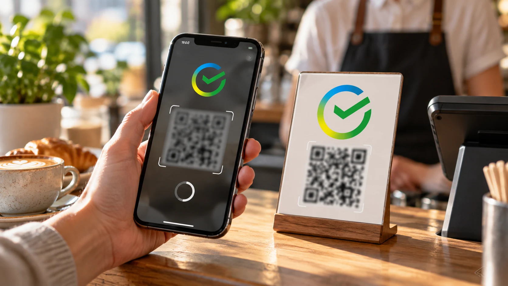 Покупатель проверяет QR-код перед оплатой в СберБанк Онлайн
