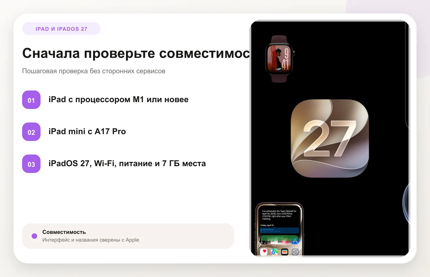 Совместимый iPad для Siri AI в iPadOS 27