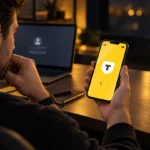 Пользователь ждёт код для входа в Т-Банк на смартфоне дома