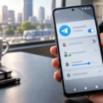 Пользователь проверяет разрешения и фоновые ограничения Telegram на Android