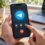 Пользователь проверяет микрофон, динамик и сеть перед звонком Telegram