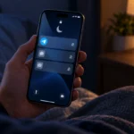Пользователь проверяет заглушённые уведомления Telegram на iPhone вечером