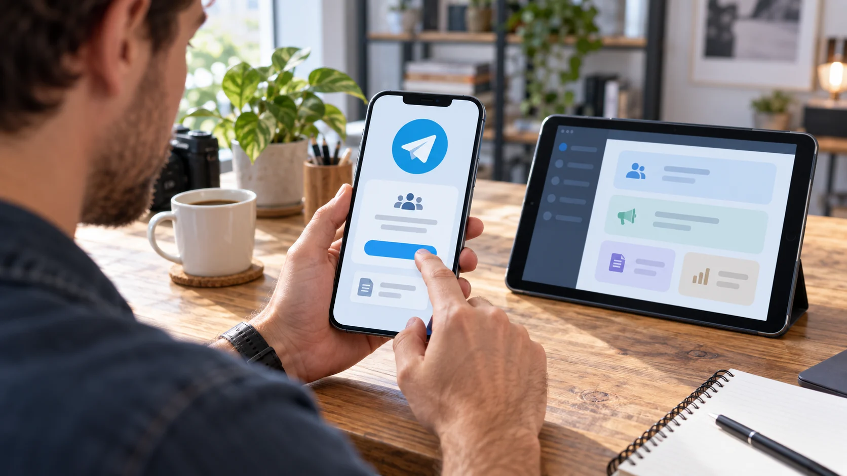 Администратор сообщества настраивает приветствие и кнопки Telegram