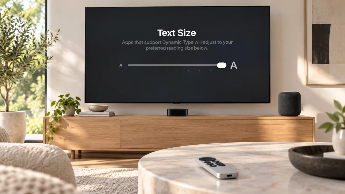 Настройка размера текста tvOS 27 на телевизоре с пультом Apple TV