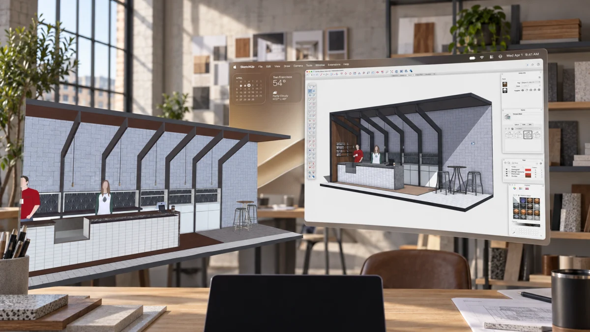 Трёхмерная модель из Mac отображается в пространстве Apple Vision Pro