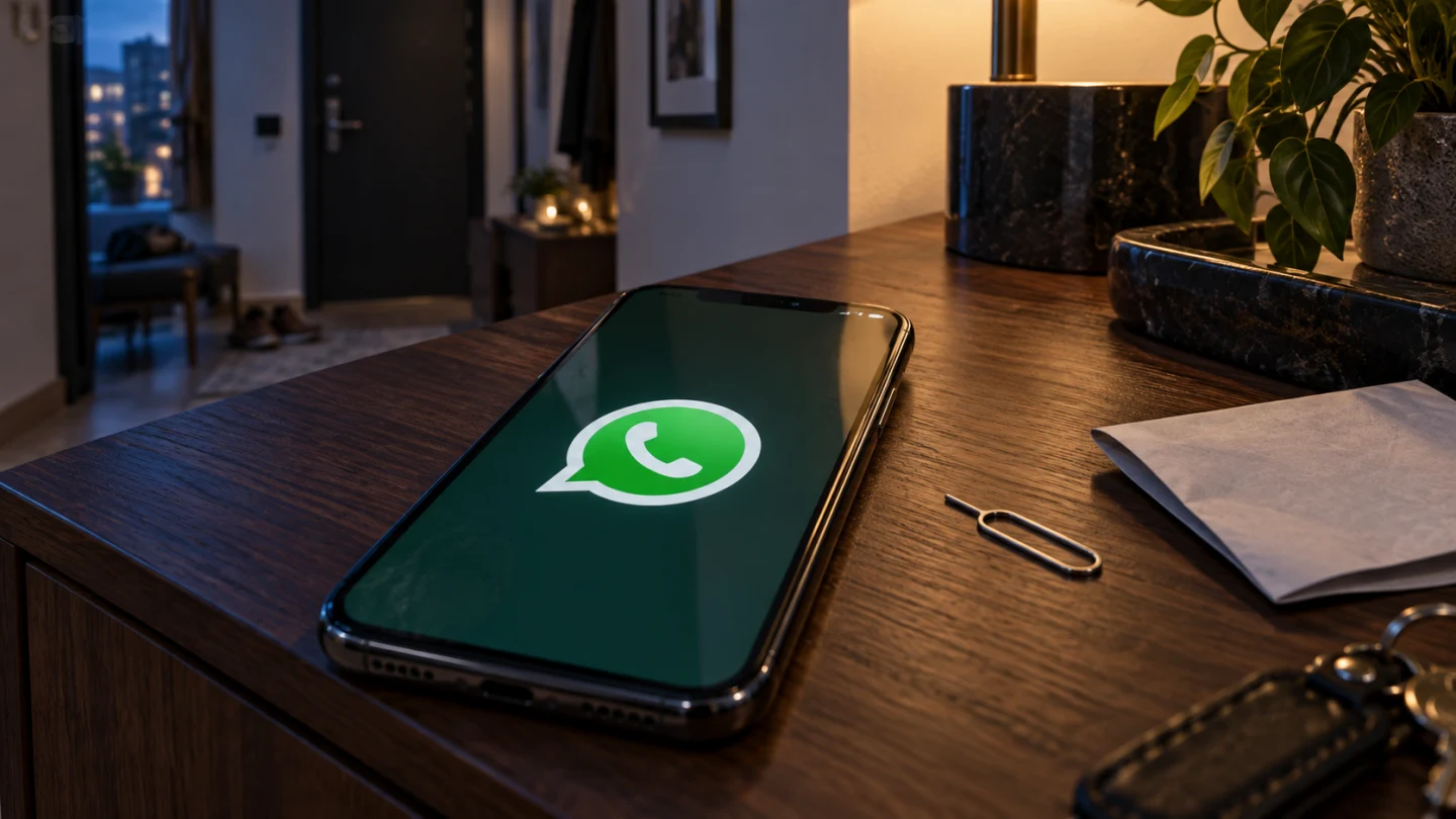 Смартфон со знаком WhatsApp во время ожидания кода подтверждения