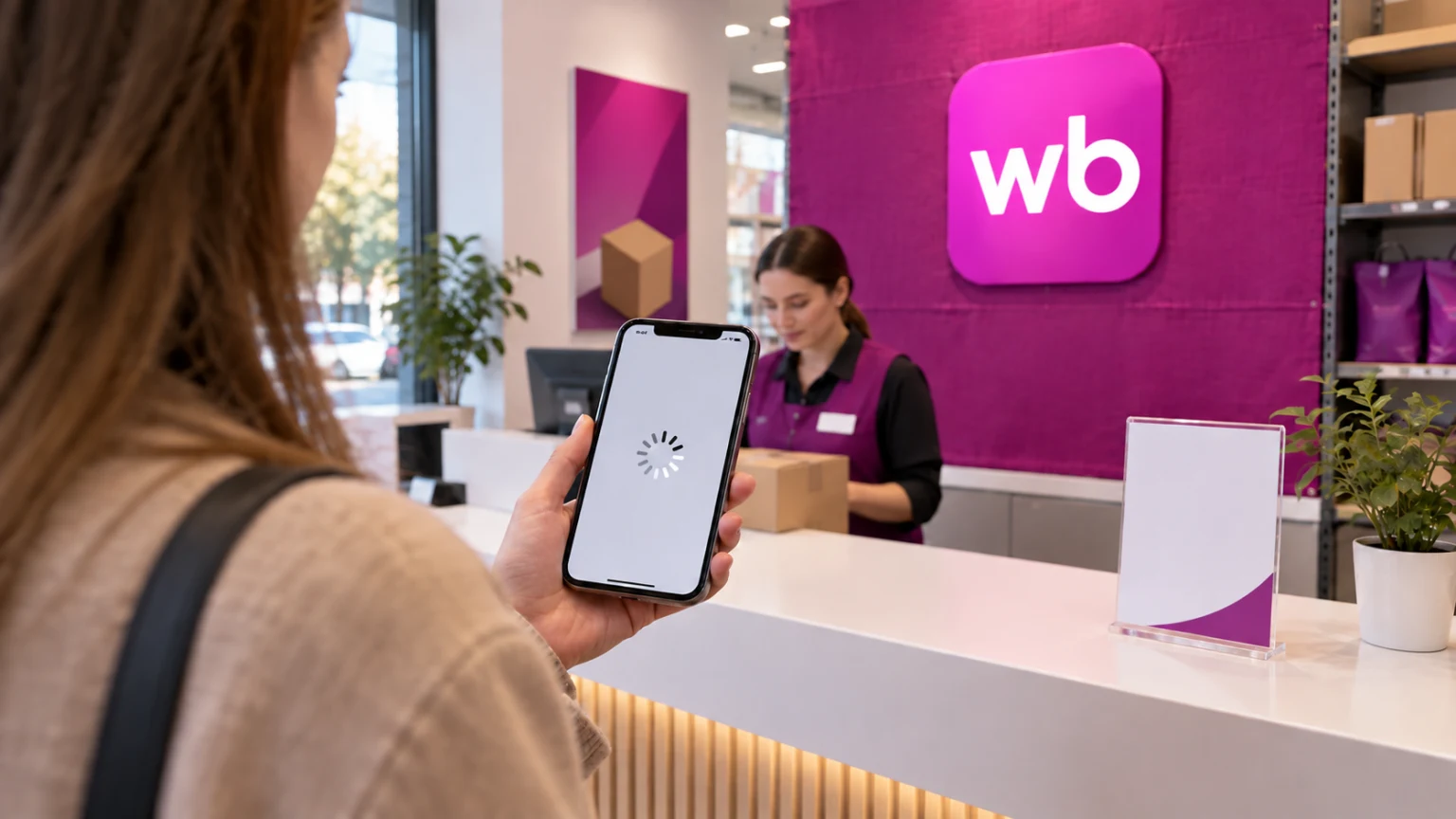 iPhone с официальным знаком Wildberries на экране диагностики приложения