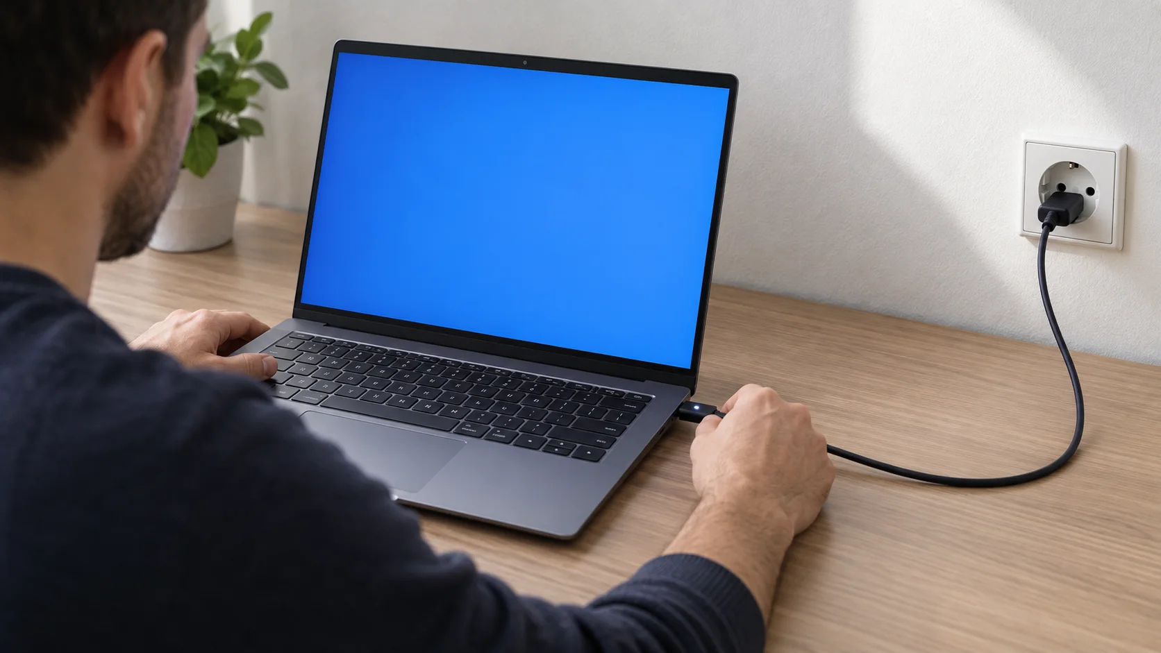 Ноутбук подключён к питанию во время переустановки Windows