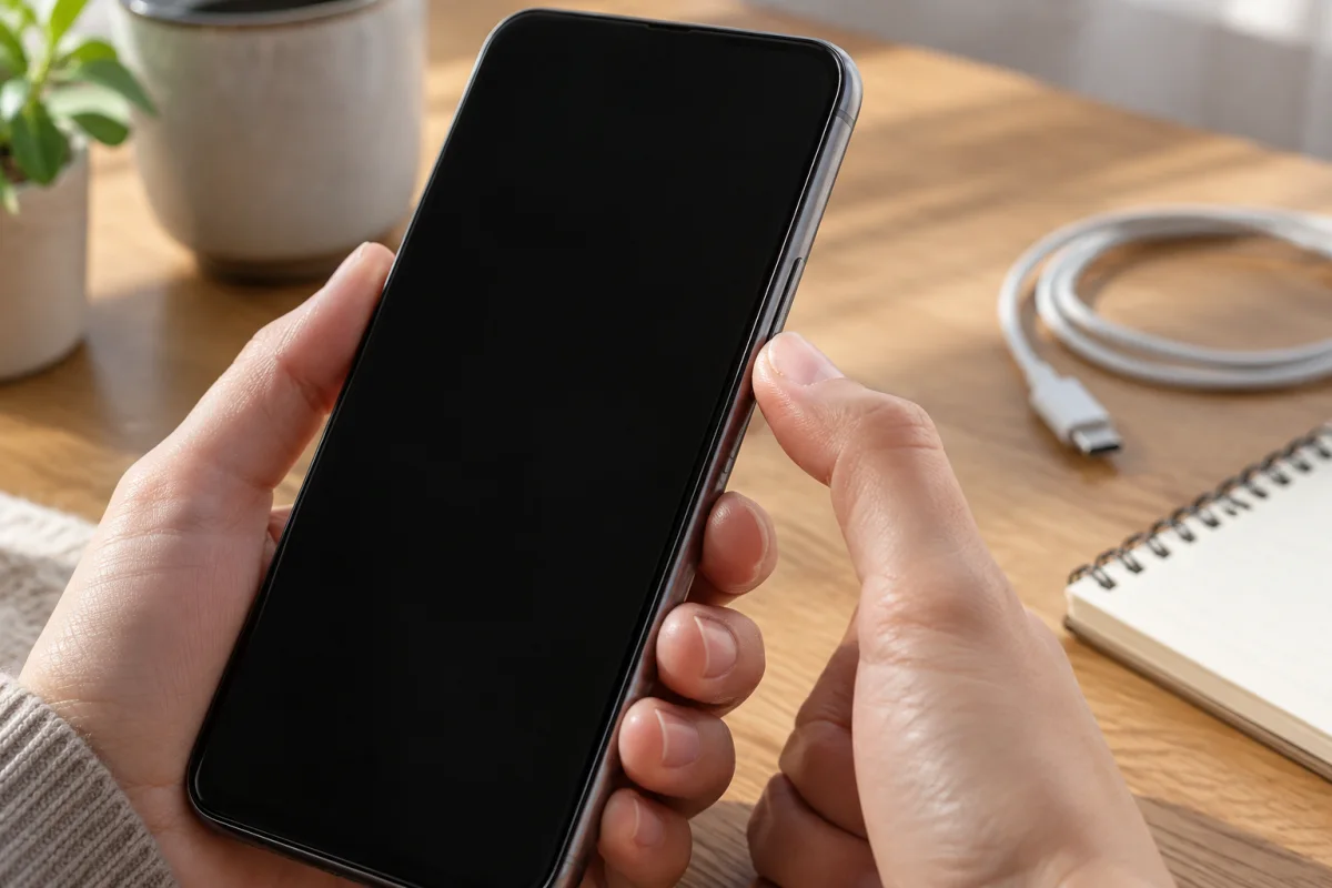 Нажатие физической кнопки питания Android-смартфона перед перезапуском