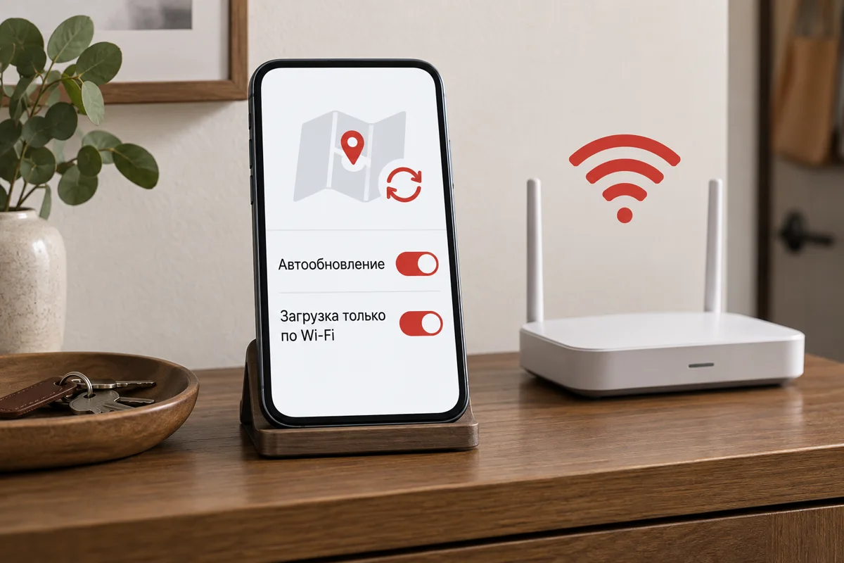 Схема настроек автообновления офлайн-карт по Wi-Fi