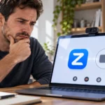 Пользователь проверяет внешнюю камеру для видеовстречи Zoom