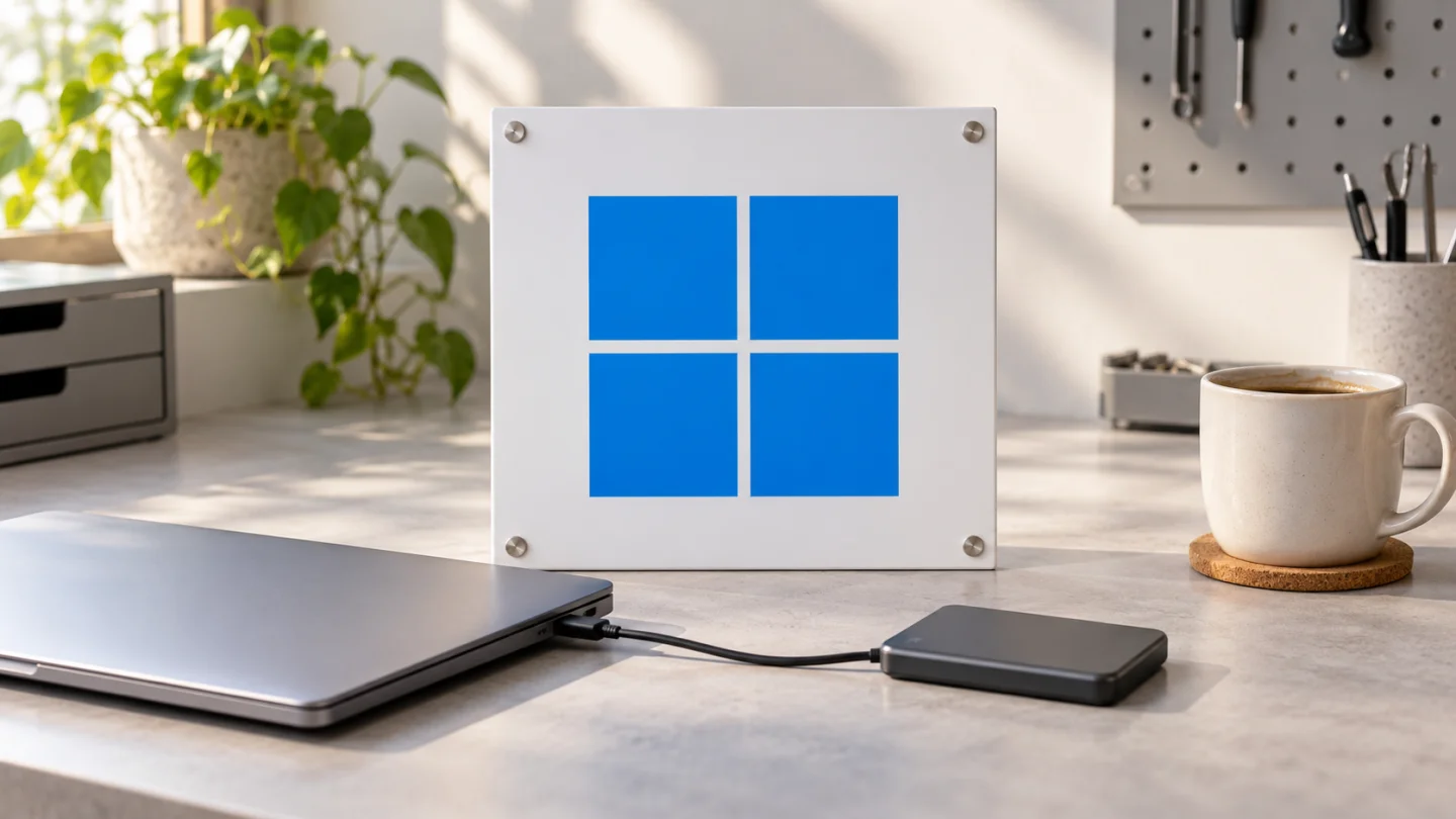 Ноутбук с Windows и отдельный накопитель на рабочем столе