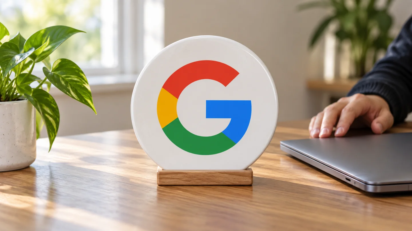 Официальный знак Google рядом с устройствами для восстановления аккаунта