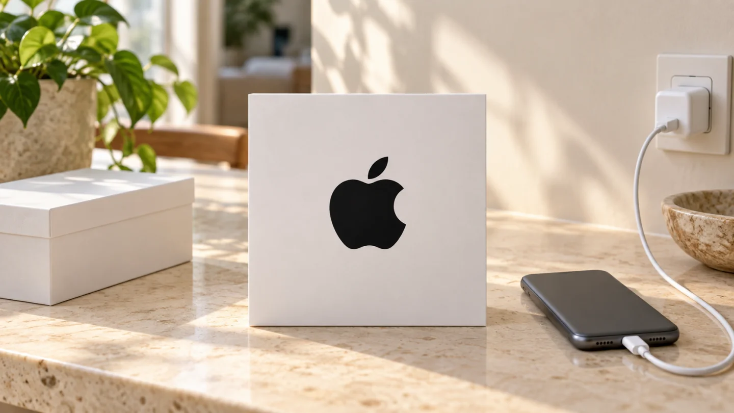 Знак Apple рядом с подготовленным к копированию телефоном