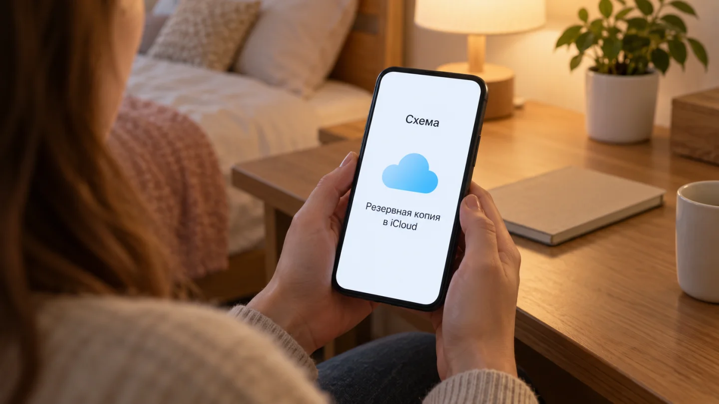 Схематичное обозначение резервной копии в iCloud на телефоне