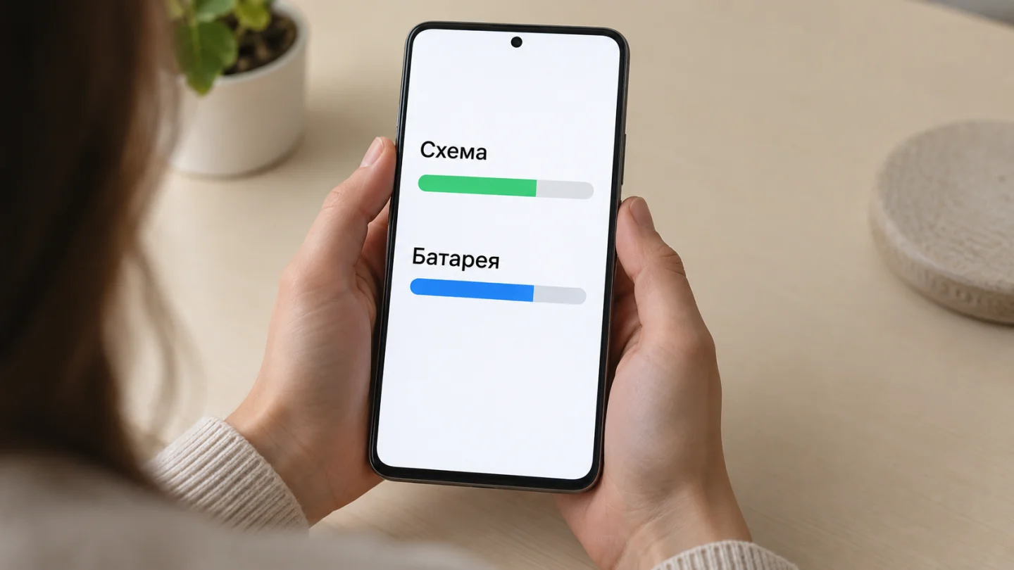 Схематичное обозначение расхода батареи на телефоне