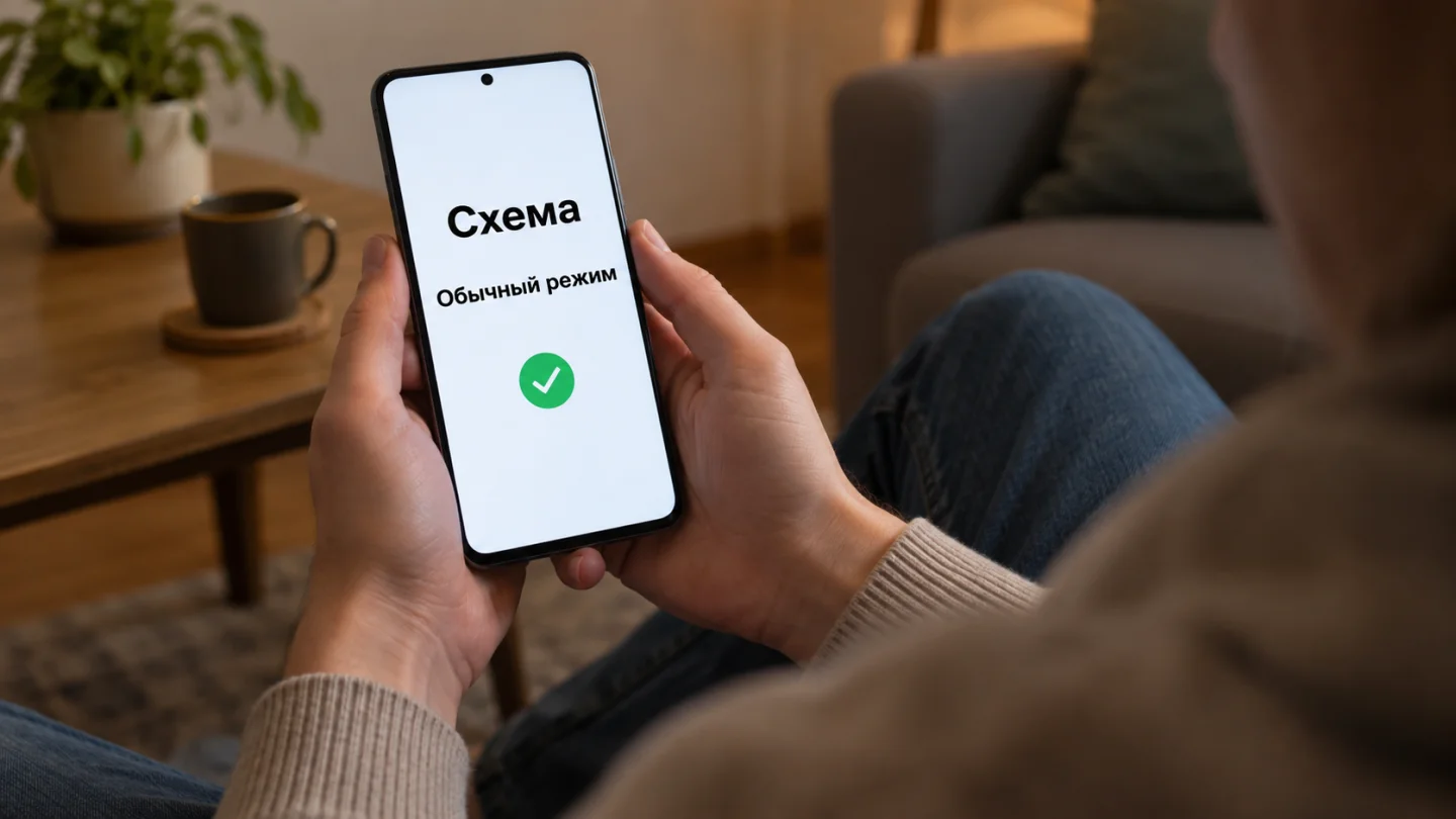 Схематичное обозначение обычного режима на Android