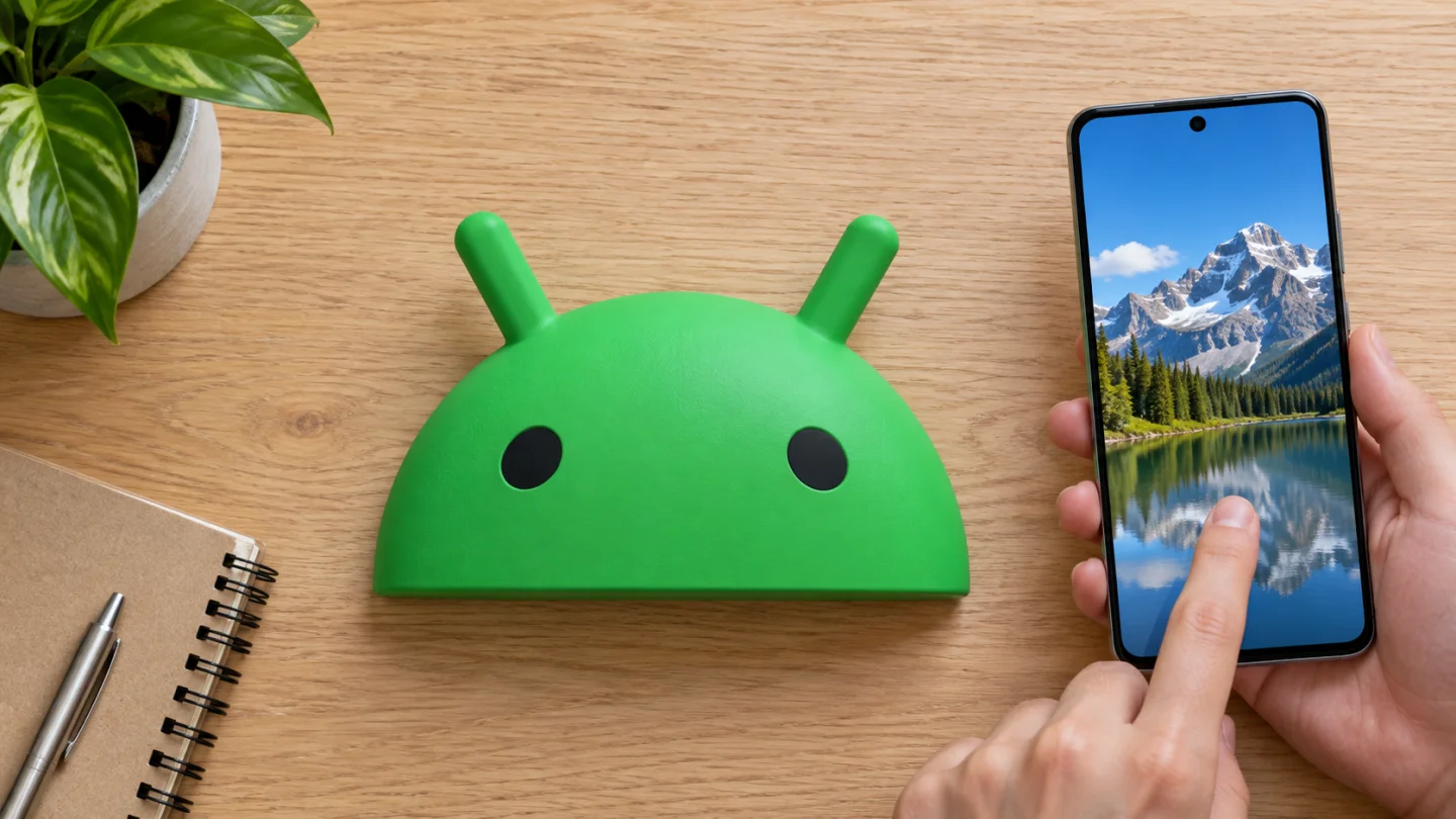 Знак Android рядом с телефоном при проверке касаний