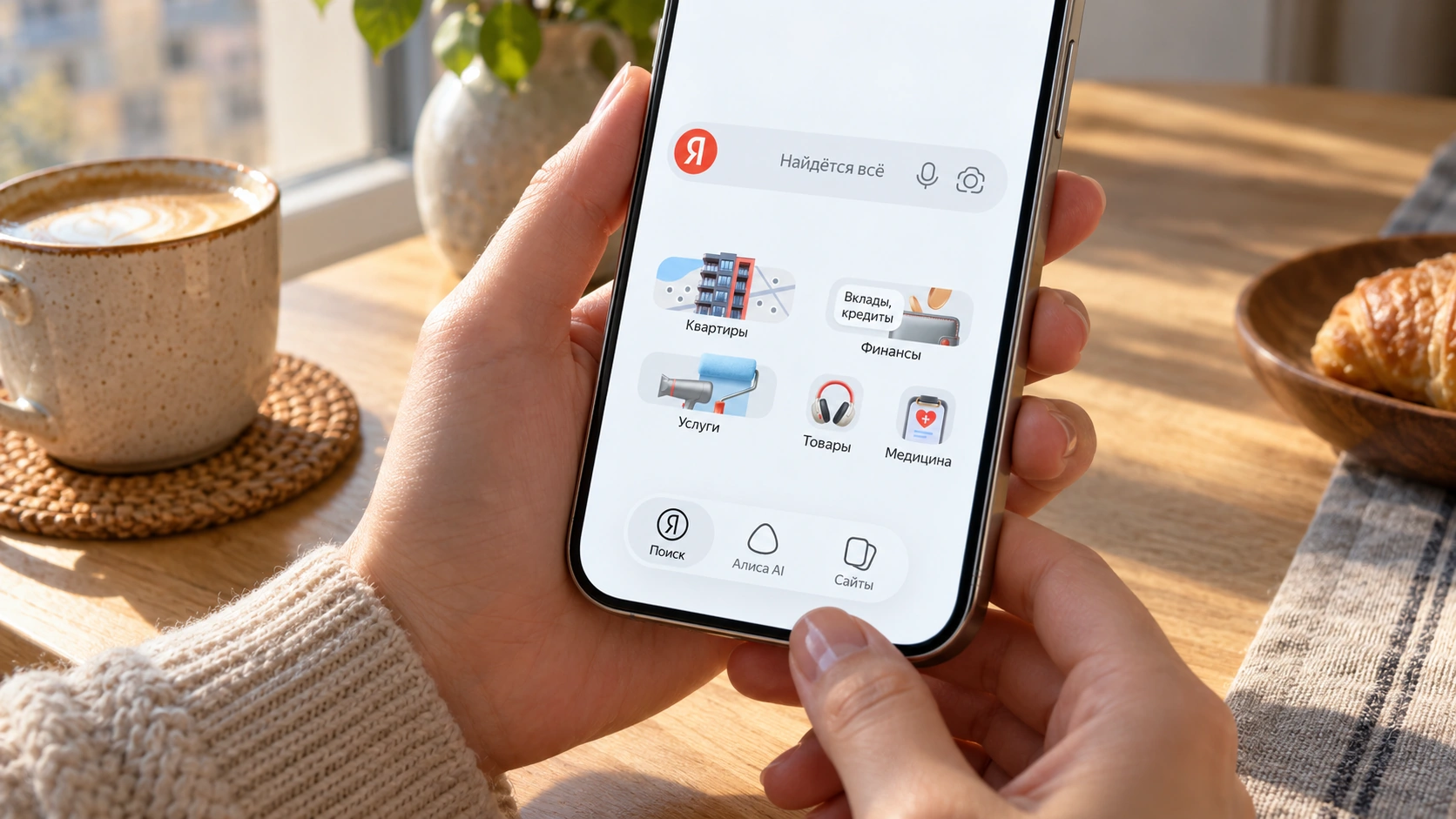 Приложение Яндекса на iPhone в руках перед настройкой определителя