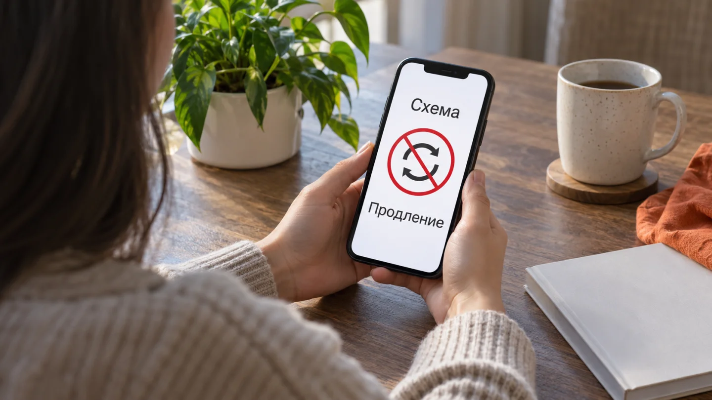 Схематичное обозначение отключённого продления на iPhone