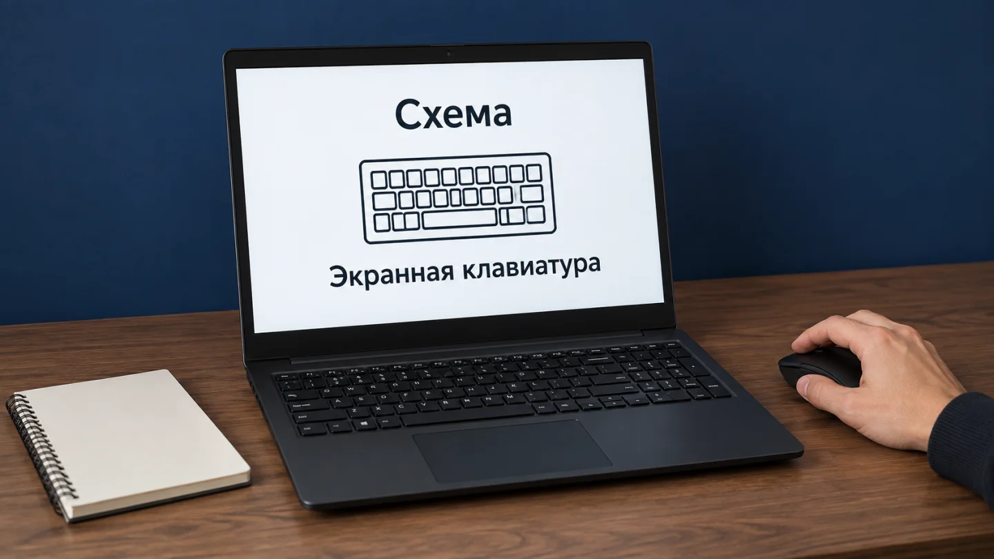 Схематичное обозначение экранной клавиатуры на ноутбуке
