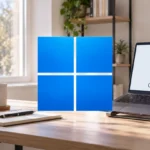 Логотип Windows и схематичное обновление на ноутбуке