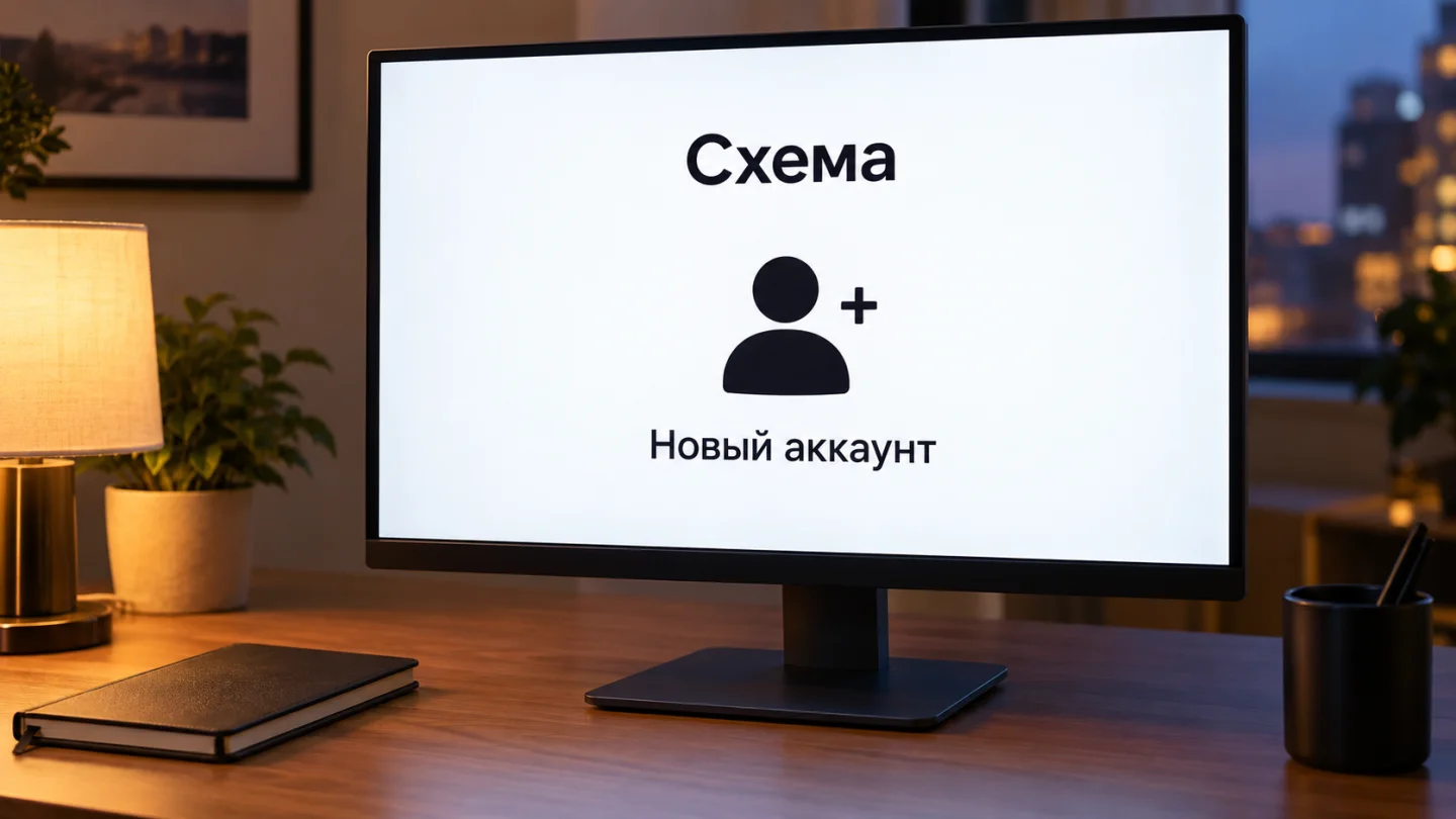 Монитор с обозначением нового аккаунта