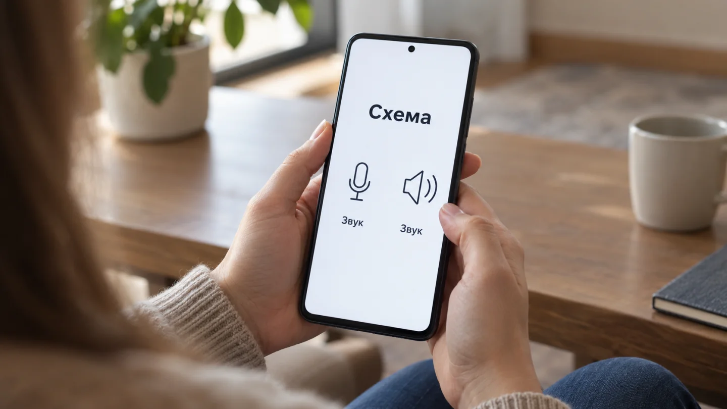 Пользователь проверяет обозначение микрофона и звука на телефоне