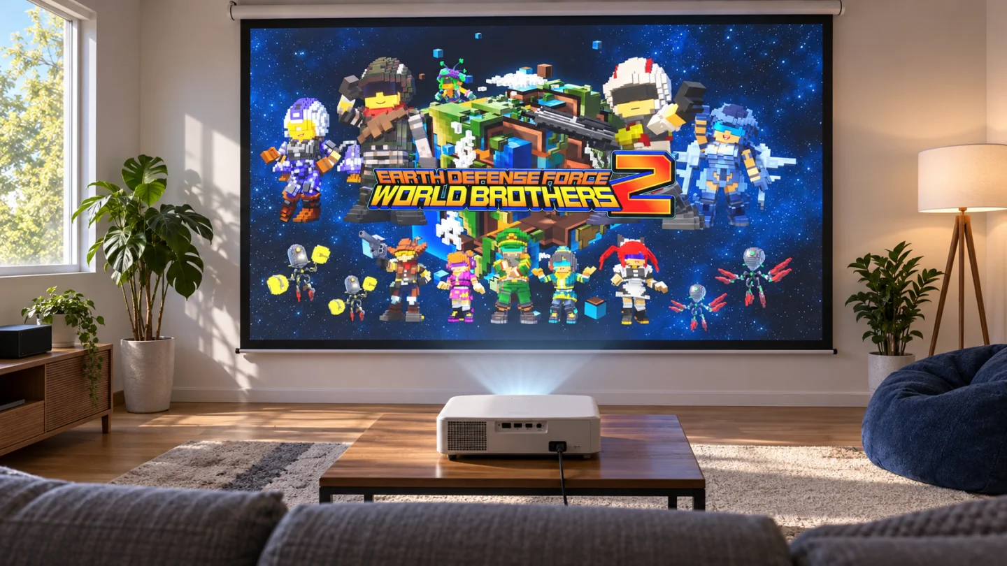 Проекция перегенерированного промоматериала World Brothers 2 в гостиной